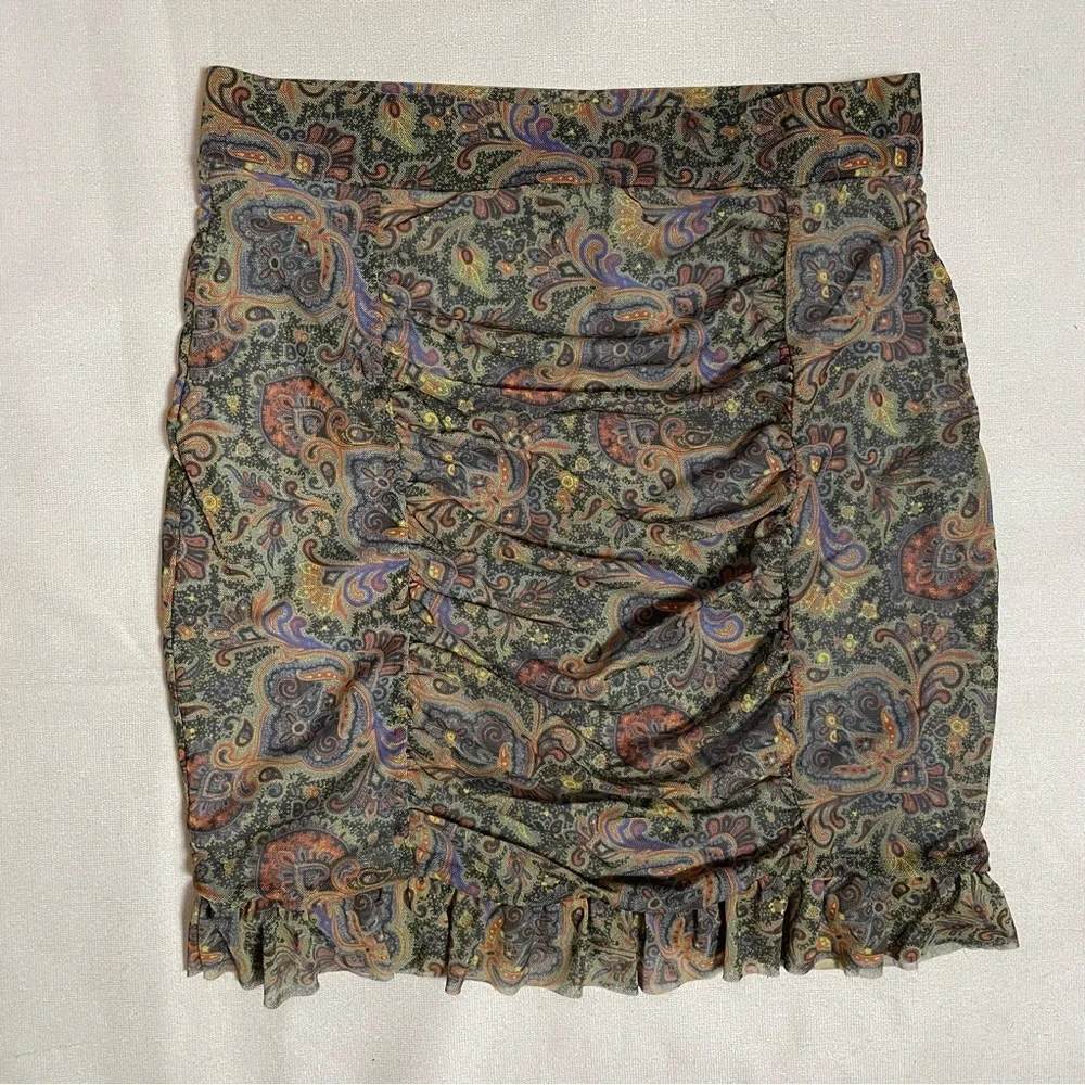 New Free People Romi Mesh Paisley Mini Skirt Size XS